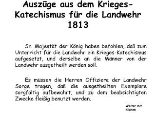 Auszüge aus dem Krieges-Katechismus für die Landwehr 1813