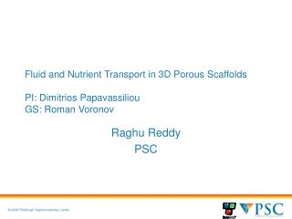 Fluid and Nutrient Transport in 3D Porous Scaffolds PI: Dimitrios Papavassiliou GS: Roman Voronov