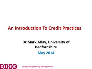 An Introduction To Credit Practices