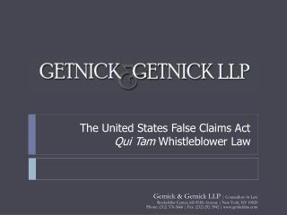 The United States False Claims Act Qui Tam Whistleblower Law