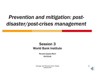 Prevention and mitigation: post-disaster/post-crises management
