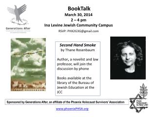BookTalk March 30, 2014 2 – 4 pm Ina Levine Jewish Community Campus