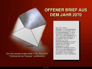 OFFENER BRIEF AUS DEM JAHR 2070