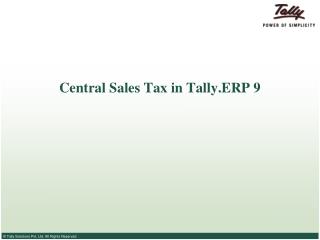 Central Sales Tax in Tally.ERP 9