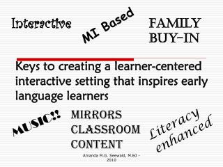 Keys to creating a learner-centered interactive setting that inspires early language learners