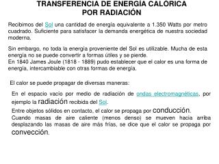 TRANSFERENCIA DE ENERGÍA CALÓRICA POR RADIACIÓN