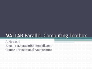 MATLAB Parallel Computing Toolbox
