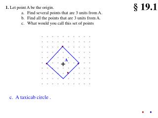1. Let point A be the origin. Find several points that are 3 units from A.