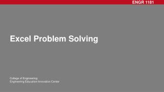 Excel Problem Solving