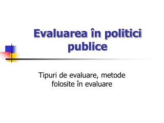 Evaluarea în politici publice