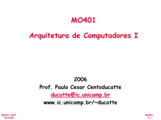 MO401 Arquitetura de Computadores I