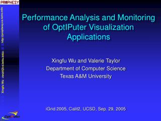 Performance Analysis and Monitoring of OptIPuter Visualization Applications