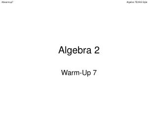 Algebra 2