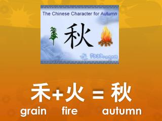 禾 + 火 = 秋 grain fire autumn