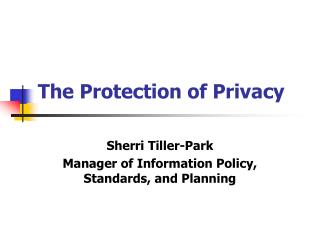 The Protection of Privacy