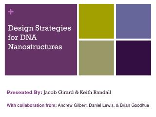 Design Strategies for DNA Nanostructures