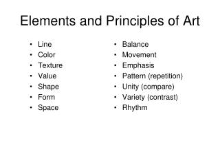 Elements and Principles of Art