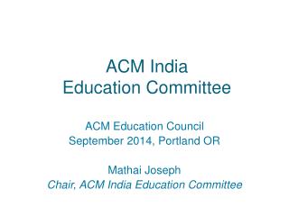 ACM India Education Committee