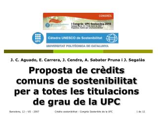 Proposta de crèdits comuns de sostenibilitat per a totes les titulacions de grau de la UPC