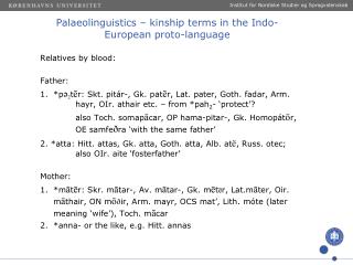 Palaeolinguistics – kinship terms in the Indo -European proto-language