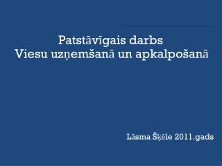 Patstāvīgais darbs Viesu uzņemšanā un apkalpošanā Lāsma Šķēle 2011.gads