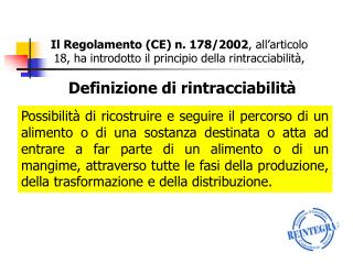 Definizione di rintracciabilità