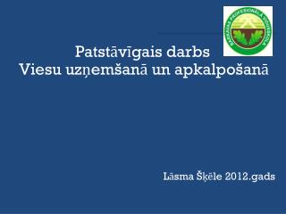 Patstāvīgais darbs Viesu uzņemšanā un apkalpošanā Lāsma Šķēle 2012.gads