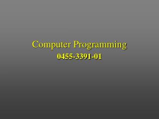 Computer Programming 0455-3391-01