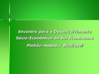 Encontro para o Desenvolvimento Sócio-Econômico do Sul Fluminense Pinhão-manso / Biodiesel