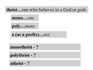 theist… one who believes in a God or gods