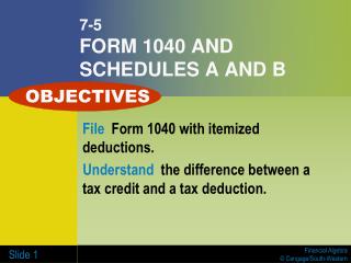 7-5 FORM 1040 AND SCHEDULES A AND B