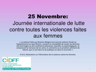 25 Novembre: Journée internationale de lutte contre toutes les violences faites aux femmes