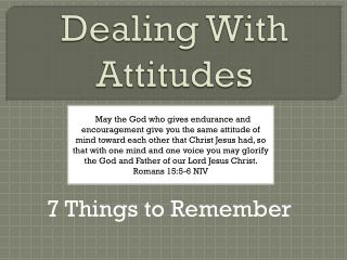 Dealing With Attitudes