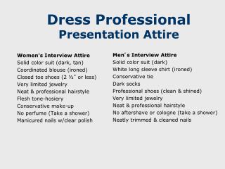Dress Professional Presentation Attire