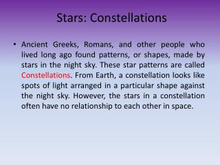 Stars: Constellations