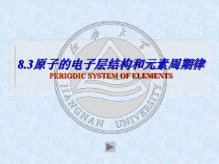 8.3 原子的电子层结构和元素周期律 PERIODIC SYSTEM OF ELEMENTS