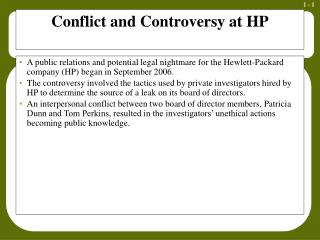 Conflict and Controversy at HP