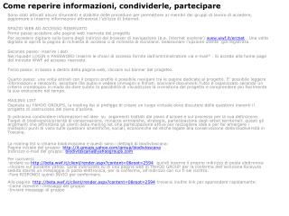 Come reperire informazioni, condividerle, partecipare