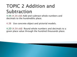 Addition and Subtraction