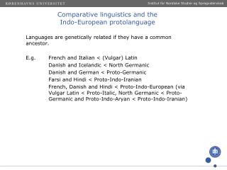 Comparative linguistics and the Indo-European protolanguage