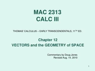 MAC 2313 CALC III