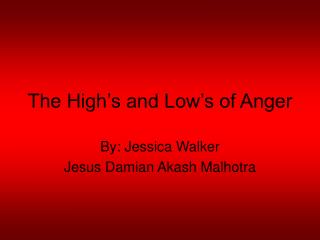 The High’s and Low’s of Anger