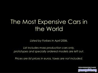 The Most Expensive Cars in the World