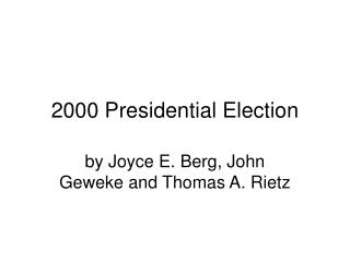 2000 Presidential Election