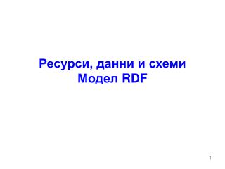 Ресурси, данни и схеми Модел RDF