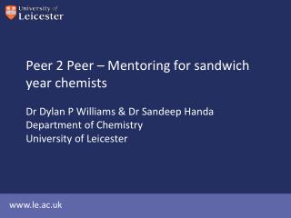 Peer 2 Peer – Mentoring for sandwich year chemists
