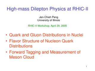 High-mass Dilepton Physics at RHIC-II