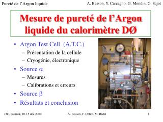 Mesure de pureté de l’Argon liquide du calorim ètre DØ