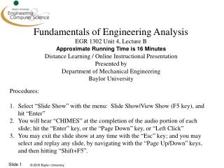 Fundamentals of Engineering Analysis EGR 1302 Unit 4, Lecture B