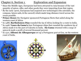Chapter 6, Section 1	 Exploration and Expansion
